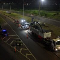 Las obras no se detienen: Provincia comenzó la repavimentación nocturna en la Autopista, entre Santa Fe y Santo Tomé