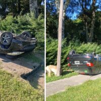 Accidente en Ruta 70: un vehículo perdió el control y volcó en Colonia Pujol