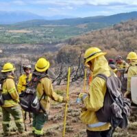 Regresaron los 30 brigadistas santafesinos que combatieron el fuego en Chubut